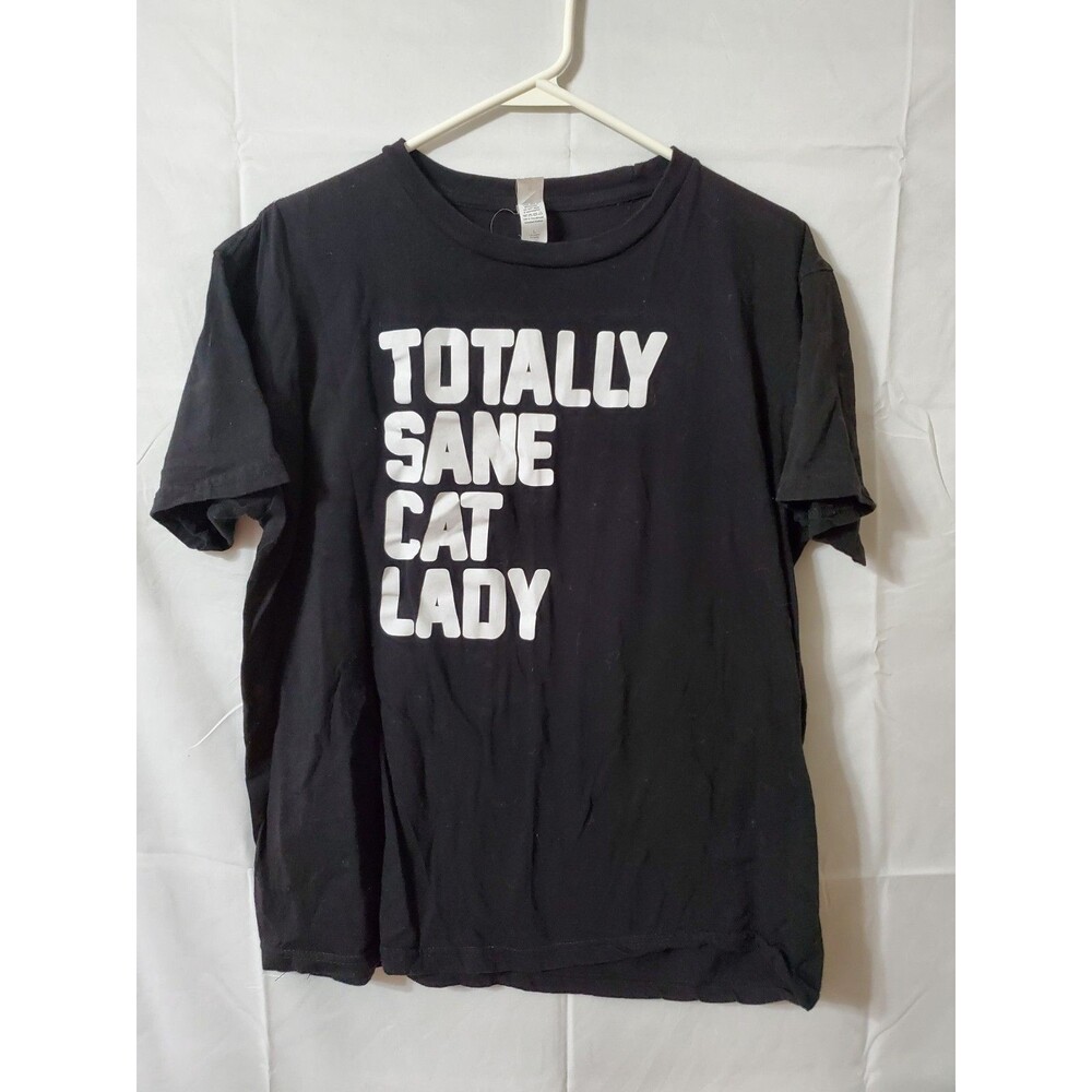 Totally Sane Cat Lady T Shirt Lane Seven Women's Large Pre Shrunk Cotton Black